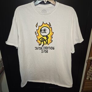 DOM “I’m Fine Everything Is Fine” Funny Meme T-Shirt XL White Flame Stick Figure